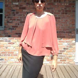 Carnelian Japan 100% Silk Burned Orange Blouse